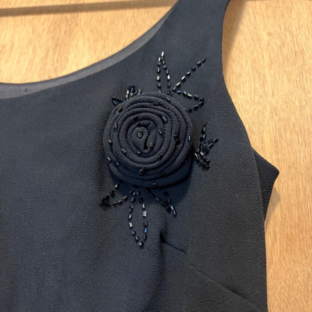 Scarlett Tiered Hem Dress Women Size 6 Black Rose Beaded Romantic Whimsigoth